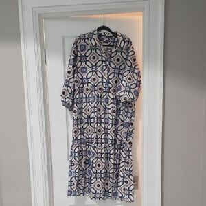 Anthropologie Blue and White Maxi Dress